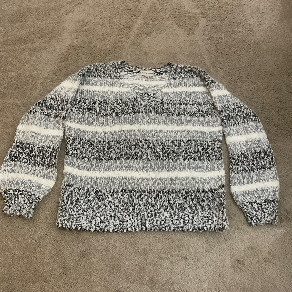 Striped V-Neck Knit Sweater